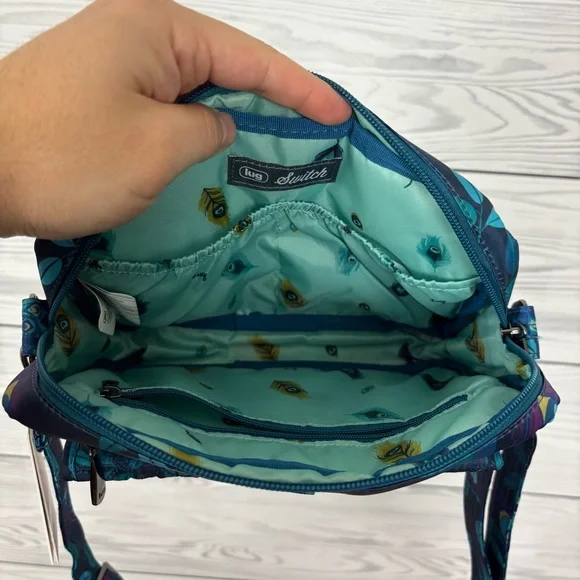 LUG Switch Convertible Crossbody Bag RFID NWT Peacock Print - Picture 10 of 13